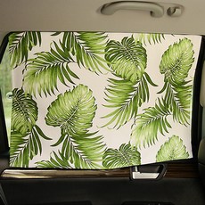 우리앤데코 차량용 몬스테라 자석 햇빛가리개 암막, 몬스테라 잎 그린칼라, 1개