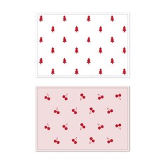 Summerst 水果矽膠餐墊 紅色森林 + 紅櫻桃, 白色, 莫蘭迪粉, 425 x 295 mm, 2個