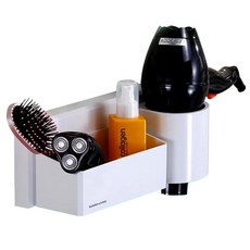 21C Trend 黏貼式吹風機收納置物架, 白色, 1個