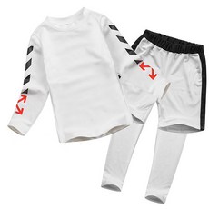 GOING KIDS 男童款箭頭條紋防曬泳衣+短泳褲+緊身長泳褲組