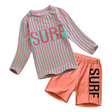 GOING KIDS 男童款條紋防曬泳衣+短泳褲組