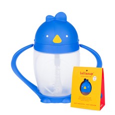 lollaland lollacup學習吸管水杯附吸管清潔刷組, 藍色, 1組, 296ml