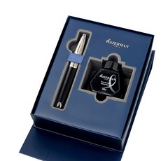 WATERMAN 鋼筆凱倫當代瓶裝墨水禮品套組, F, 黑ST