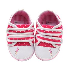 JOY MULTI 女孩火烈鳥圓點魔術貼步行鞋