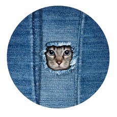 Sweet Living 牛仔貓咪圓形墊, 01, 1個