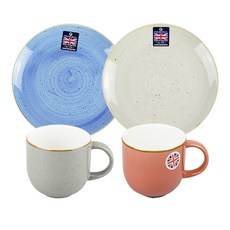 처칠 스톤캐스트 브런치 식기 4p 세트, 혼합 색상, 쿱접시 21.7cm 2p + 버블 머그컵 2p
