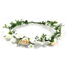 Dawoo F&G 人造花婚禮花冠, 奶油色