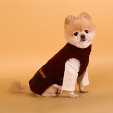 韓國 DASOM 狗狗高領背心, 酒紅色