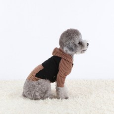 韓國 DASOM 狗狗絎縫針織外套, 棕色