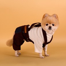 韓國 DASOM 寵物格紋吊帶連身衣, 酒紅色, 1個