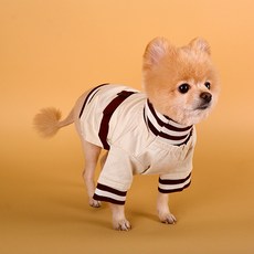 韓國 DASOM 寵物條紋層次上衣, 象牙白