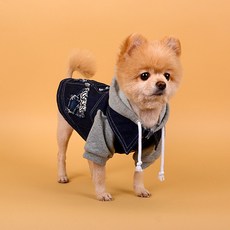 韓國 DASOM 狗狗連帽牛仔夾克, 牛仔藍