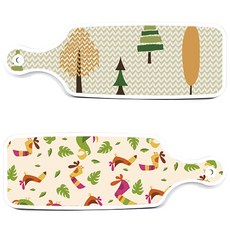 Roem Design 上菜砧板 2件組 八哥鳥淡黃色套組, 八哥鳥淡黃色, 森林圖案2, 1套