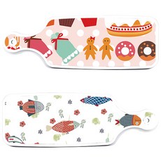 Roem Design 上菜砧板 2件組, 魚形圖案 + 小甜甜圈, 1套