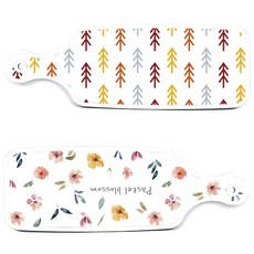 로엠디자인 서빙 도마 보드 2p 파스텔프라워패턴 세트, 파스텔프라워패턴, 소나무화이트, 1세트