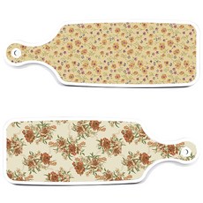 Roem Design 杜木色花朵上菜砧板 2件組, 杜木色花朵, 赭黃色花朵, 1套