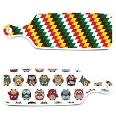 Roem Design 上菜砧板 2件組 可愛貓頭鷹套裝, 可愛貓頭鷹, 5色鑽石圖案, 1套