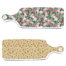 Roem Design 上菜砧板 2入 紫黃色花朵 組, 紫黃色花朵, 黑綠色花園花朵, 1套