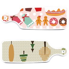 로엠디자인 서빙 도마 보드 2p 숲패턴2 세트, 숲패턴2, 꼬마도넛, 1세트