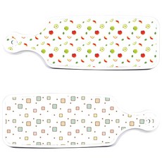 로엠디자인 서빙 도마 보드 2p 세트, Happy사각패턴 + 사과씨, 1세트