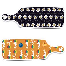 Roem Design 上菜砧板 2件 兔子2 套組, 兔子2, 經典花朵, 1套