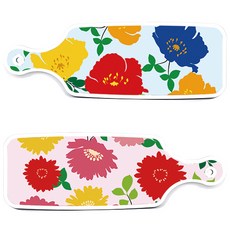 로엠디자인 서빙 도마 2p 국화핑크분홍 세트, 국화핑크분홍, 국화블루옥색, 1세트