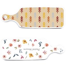 Roem Design 上菜砧板 2件組 粉彩花朵圖案套組, 粉彩花朵圖案, 松木色, 1套