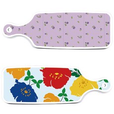 로엠디자인 서빙 도마 2p 국화블루옥색 세트, 국화블루옥색, 보라플라워체크, 1세트