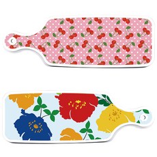 Roem Design 上菜砧板 2入 菊花藍綠色套組, 菊花藍綠色, 粉紅櫻桃, 1套