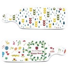 ROEM DESIGN 上菜砧板 快樂系列 2件組, 快樂, 雨滴與嫩芽圖案, 1套