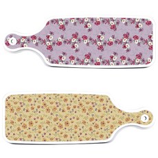 Roem Design 盛盤砧板 2入 赭黃色花朵 套組, 赭黃色花朵, 碧藍色花朵, 1套