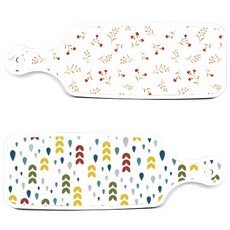 로엠디자인 서빙 도마 보드 2p 빗물과새싹패턴 세트, 빗물과새싹패턴, 장단색꽃고비, 1세트