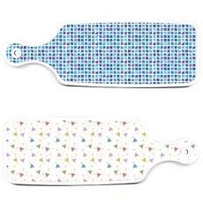 Roem Design 上菜砧板 2入 Happy三角圖案組, Happy三角圖案, 藍色磚紋, 1套