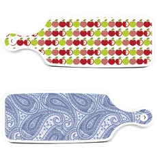 Roem Design 上菜砧板 2入 藍白線條藝術套組, 藍白線條藝術, 蘋果白, 1套