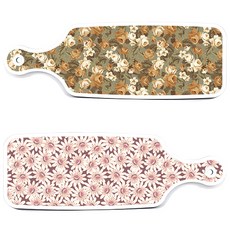 Roem Design 上菜砧板 2入組 紫色花朵圖案套組, 紫色花朵圖案, 赭石色花朵, 1套