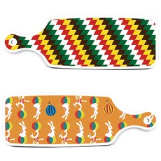 로엠디자인 서빙 도마 보드 2p 토끼2 세트, 토끼2, 5색다이아패턴, 1세트