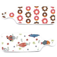 ROEM DESIGN 托盤砧板 2件組, 魚圖案 + 巧克力甜甜圈, 1套