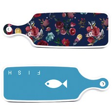 Roem Design 上菜砧板 2件組 魚藍色套組, 魚藍色, 藍色調花朵, 1套