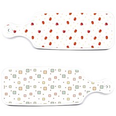 로엠디자인 서빙 도마 보드 2p 세트, Happy사각패턴 + 다홍사과패턴, 1세트