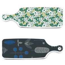 Roem Design 盛盤砧板 2件組 深藍木紋系列, 深藍木紋, 花卉灰色, 1套