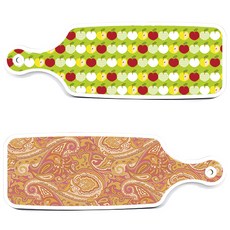 로엠디자인 서빙 도마 2p 적황색라인아트 세트, 적황색라인아트, 애플연두, 1세트