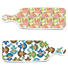 로엠디자인 上菜砧板 2入 猴子組合, 猴子, 粉紅玫瑰藤, 1套