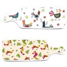 Roem Design 上菜砧板 2入 八哥鳥淡黃色套組, 八哥鳥淡黃色, 雞圖案, 1套