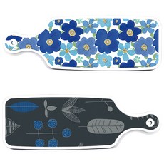 Roem Design 上菜砧板 2件組 深藍木紋系列, 深藍木紋系列, 碧藍花卉, 1套