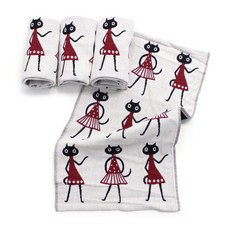 H Ground擦手毛巾, R貓白色, 4件