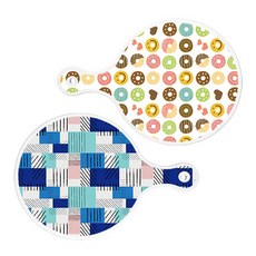 로엠디자인 원형 서빙보드 도넛 + 청색체크, 혼합 색상, 1세트