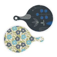 로엠디자인 원형 서빙보드 감색나무라인 + 플라워자황색보드, 혼합 색상, 1세트