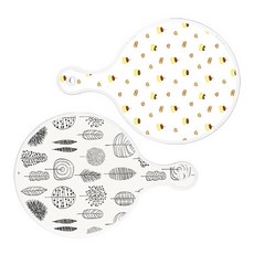 Roem Design 圓形上菜板 布丁 + 木紋線條藝術, 混色, 1套