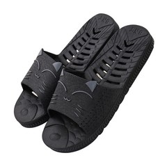 THE ZAKKA 貓圖案浴室拖鞋 G133LBBP006, 黑色, 1組