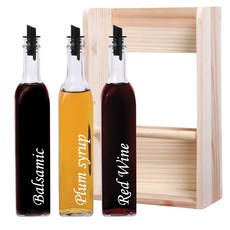 Glassdomae 刻字印刷玻璃油瓶500ml香醋+梅子液+紅酒+架子, 1套